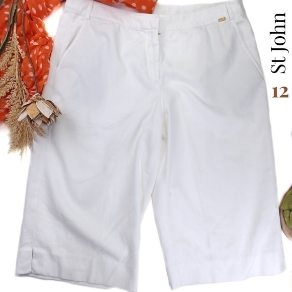St. John White Capri Shorts Sz 12 - Picture 1 of 14